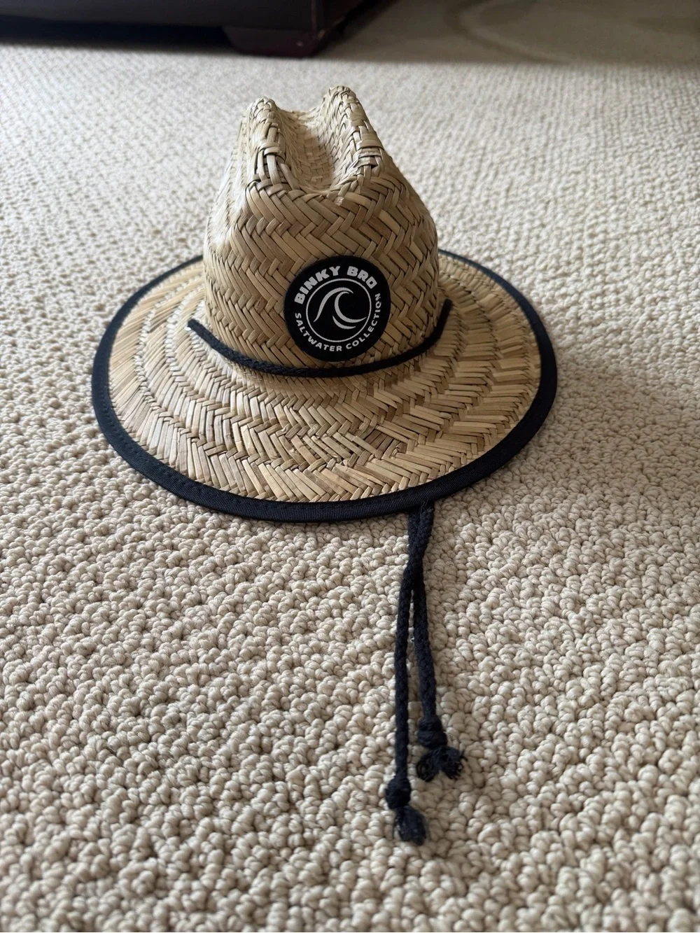 Binky bro infant Straw Sun Hat - Natural with Black Trim